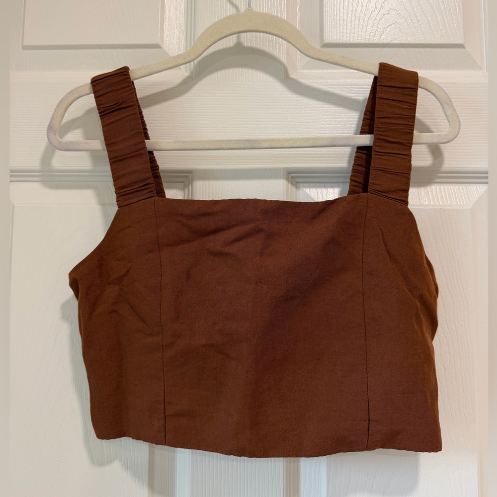 Zara Brown Crop Tank Top